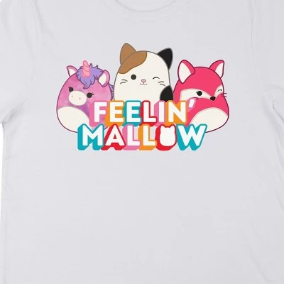 Squishmallows Feelin' Mallow Rainbow Block Text Crew Neck Short Sleeve Women's White T-shirt 3 Squishmallows Feelin' Mallow Rainbow Block Text Crew Neck Short Sleeve Women's White T-shirt