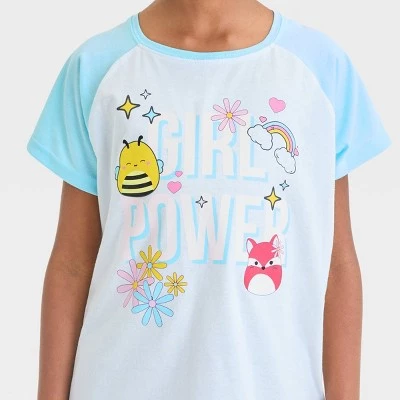 Squishmallows Girls' Squishmallow 'Girl Power' Short Sleeve Graphic T-Shirt - Light Blue/White 2 Squishmallows Girls' Squishmallow 'Girl Power' Short Sleeve Graphic T-Shirt - Light Blue/White