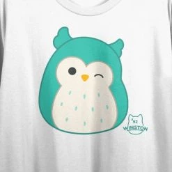 Squishmallows Winston Crew Neck Short Sleeve Women's White Crop Top