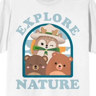 Squishmallows Explore Nature Crew Neck Short Sleeve White Women's T-shirt 3 Squishmallows Explore Nature Crew Neck Short Sleeve White Women's T-shirt