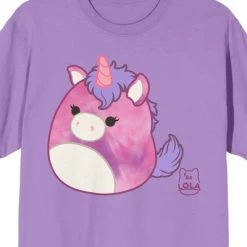Squishmallows Lola Crew Neck Short Sleeve Lavender Adult T-shirt
