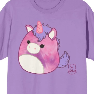 Squishmallows Lola Crew Neck Short Sleeve Lavender Adult T-shirt 3 Squishmallows Lola Crew Neck Short Sleeve Lavender Adult T-shirt