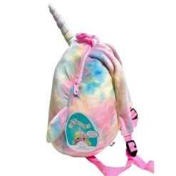 Squishmallows Navina the Pink Tie Die Narwhal 12" Plush Backpack