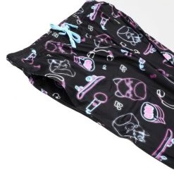 Squishmallows Neon Line Art AOP Women's Black Sleep Pajama Pants