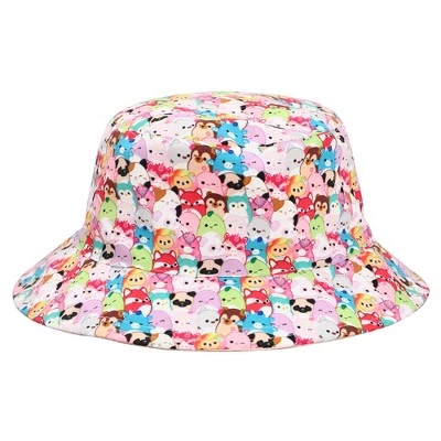 Squishmallows Characters Reversible AOP Youth Girl Pink Bucket Hat 3 Squishmallows Characters Reversible AOP Youth Girl Pink Bucket Hat