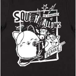 Squishmallows Concert Rock Out Women's Black Graphic Short Sleeve Crew Neck Tee
