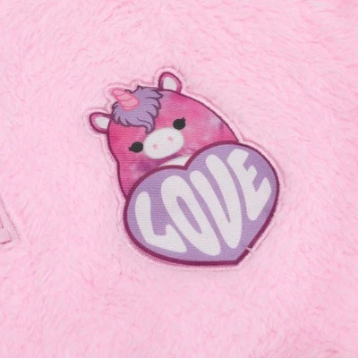 Squishmallows Squshmallows Lola The Unicorn Patch Long Sleeve Pink Youth Girl's Faux Shearling Quarter Zip Pullover 4 Squishmallows Squshmallows Lola The Unicorn Patch Long Sleeve Pink Youth Girl's Faux Shearling Quarter Zip Pullover - Image 2