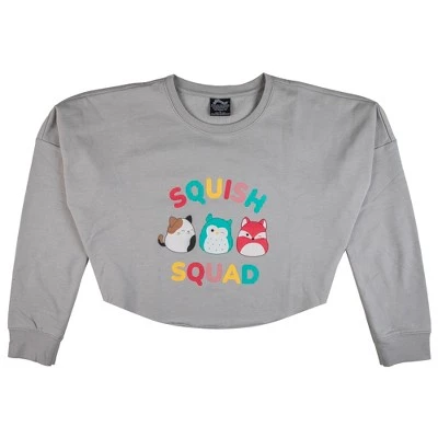 Squishmallows Squish Squad Juniors Heather Gray Crop Sweatshirt 5 Squishmallows Squish Squad Juniors Heather Gray Crop Sweatshirt - Image 3