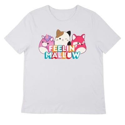 Squishmallows Feelin' Mallow Rainbow Block Text Crew Neck Short Sleeve Women's White T-shirt 5 Squishmallows Feelin' Mallow Rainbow Block Text Crew Neck Short Sleeve Women's White T-shirt - Image 3